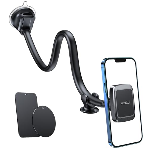 APPS2Car Magnetic Phone Mount for Windshield Dashboard, Suction Car Mount
