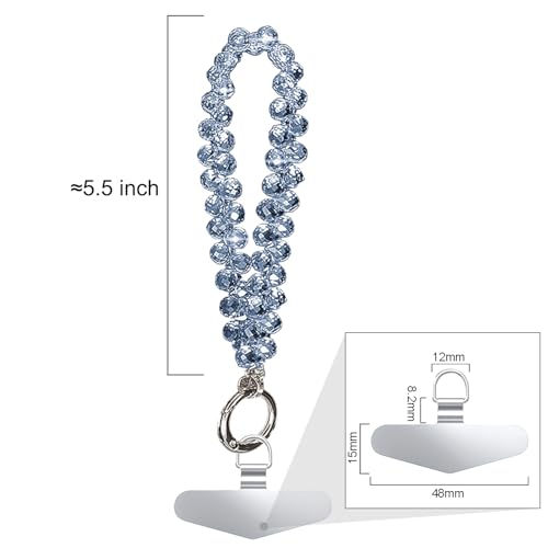 TENOC Beaded Phone Wrist Strap, Blue - color: A-blue