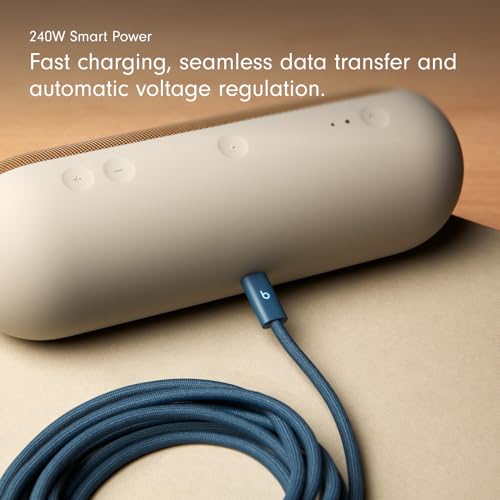 Beats 240W USB-C to USB-C Braided Cable, Fast Charging, Durable/Tangle Free, Compatible with Apple and Android Devices (3 m/10 ft) – Nitro Navy - color: Nitro Navy, size: 10 ft, style: USB-C to USB-C