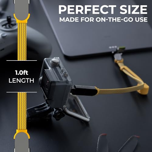 inCharge Rolling Square XL 30 cm - USB-C Cable, Universal Smartphone Cable, Gift for Men, 6-in-1 Universal Charger for Smartphones, Technical Gadget, Yellow, Lightning Cable 100W - color: yellow