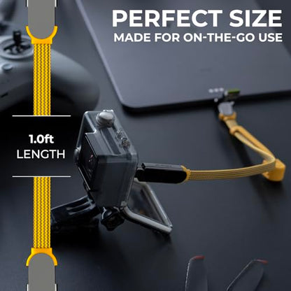 inCharge Rolling Square XL 30 cm - USB-C Cable, Universal Smartphone Cable, Gift for Men, 6-in-1 Universal Charger for Smartphones, Technical Gadget, Yellow, Lightning Cable 100W - color: yellow