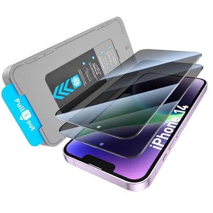 KUZOOM 2Pack Privacy 9H+ Tempered Glass Screen Protector for iPhone 14 - color: Black 14