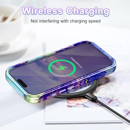 Btscase Compatible with iPhone 17 Case 6.3 Inch 2025,Marble Pattern 3 in 1 Heavy Duty Shockproof Full Body Rugged Hard PC+Soft Silicone Drop Protective Women Girl Phone Cases, Cobalt Violet - color: Cobalt Violet, size: iPhone 17