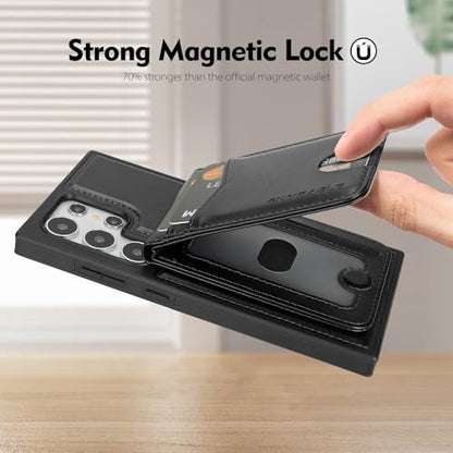 SkyEagle Compatible with Magsafe 2 in 1 Detachable Samsung Galaxy S24 Ultra Wallet Case with Card Holder Women Men Magnetic PU Leather Phone Case RFID Blocking Flip Kickstand Credit Slots,Black - color: Black, size: Samsung Galaxy S24 Ultra 6.8"