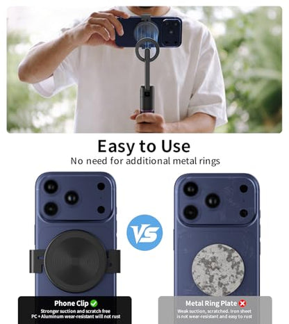 TONEOF Phone Clamp for Magnet with Metal Ring Phone Mount for Magsafe Stand - color: Black