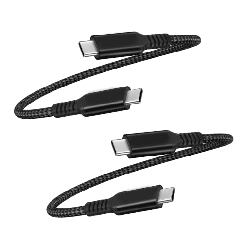 Basesailor USB C to USB C 60W Cable 1.6FT 2Pack Black Braided Fast Charging - color: Black, size: 1.6FT/0.5M