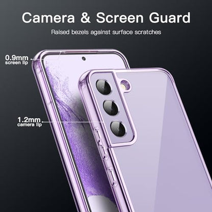 JETech Case for Samsung Galaxy S22, Anti-Yellowing, Purple | Shockproof Protection, Scratch Resistant Hard PC Back, Durable Transparent TPU Bumper - color: Purple