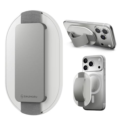 Sinjimoru Magnetic Phone Grip for MagSafe, Silicone Phone Strap, Light Grey - color: Light Grey