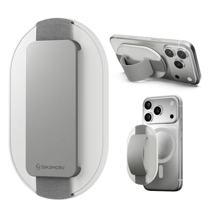 Sinjimoru Magnetic Phone Grip for MagSafe, Silicone Phone Strap, Light Grey - color: Light Grey