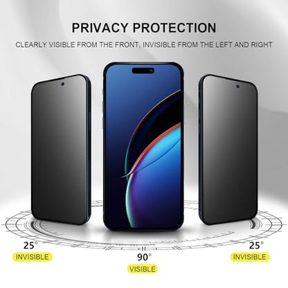 2 Pack for iPhone 17 Pro 6.3" Matte Privacy Screen Protector Anti-glare Anti-spy Tempered Glass Film Anti-fingerprint Easy Installation - size: iPhone 17 Pro