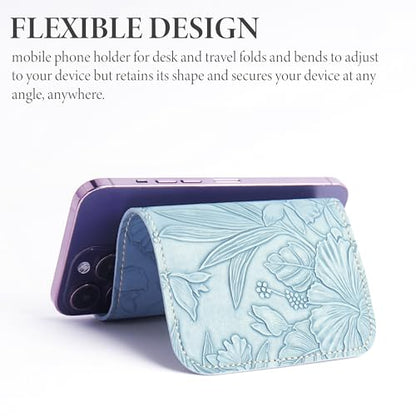 Airplane Travel Essentials for Flying Flex Flap Cell Phone Holder & Flexible Tablet Stand for Desk, Bed, Treadmill, Home & in-Flight Airplane Travel Accessories(1-Carved Blue) - color: 1-Carved Blue