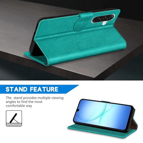 ZZXX for Samsung Galaxy A17 5G Wallet Case with [RFID Blocking] Card Slot Kickstand Magnetic Closure PU Leather Flip Fold Protective Phone Case for Samsung Galaxy A17(Lake Blue-6.7 inch) - color: Lake Blue