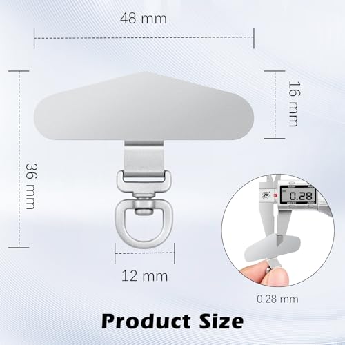 MoKo 2 Pack Metal Phone Tether Tabs, Rotatable 360° Phone Lanyard Patch - color: Light Silver
