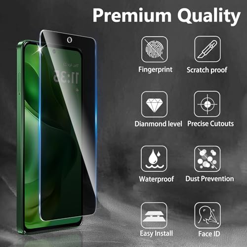 3 Pack Privacy Screen Protector Designed for Motorola Moto G Power 5G 2025,Full Coverage Anti-Spy Tempered Glass Film,9H Hardness,Anti-Fingerprint,Bubble Free,Easy to Install - size: Moto G Power 5G 2025 FK3