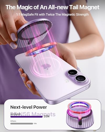 andobil [2026 Woven Comfort] Magnetic Phone Grip for MagSafe w/Finger Strap - color: Purple