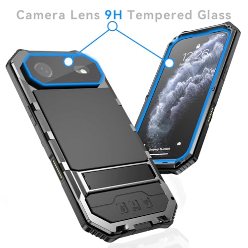 Lunivop Compatibility with iPhone Air Case 6.5'' 2025 Heavy Duty with Built in Screen Protector Lens Protection Rugged Stand 360 Full Body Military Grade Metal Bumper Phone Cases Men 17 Air Black - color: Black, size: iPhone 17 Air 6.5 2025