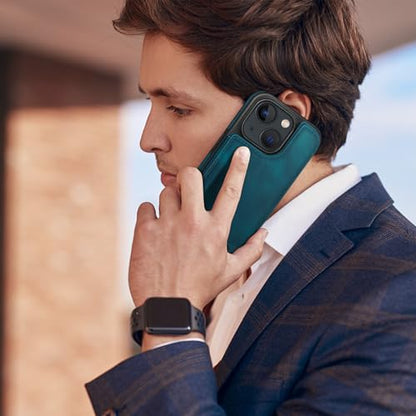 DJDUCK Designed for iPhone 15 Case Wallet with Card Holder, [Magnetic Clasp Cover] [RFID Blocking Leather Protection] Shockproof Women Men Cases 6.1 Inch for Apple 15 Teal - color: Teal