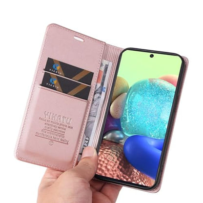 Compatible with Samsung Galaxy A71 Wallet Case PU Leather Flip Folio Case with Card Holder Magnetic Closure Shockproof Protective Phone Cover Rose Gold - color: Rose Gold, size: Samsung A71