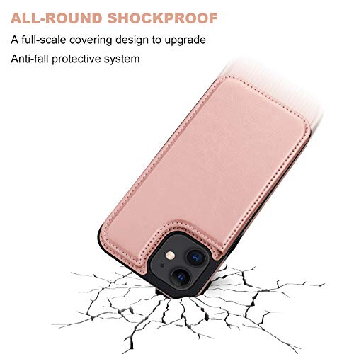 ONETOP for iPhone 12 Mini Wallet Case with Card Holder,Rosegold - color: Rose Gold