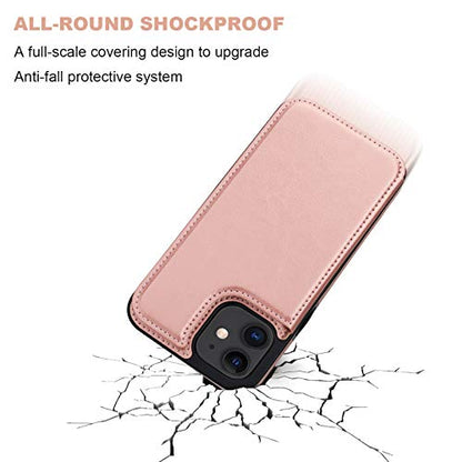 ONETOP for iPhone 12 Mini Wallet Case with Card Holder,Rosegold - color: Rose Gold