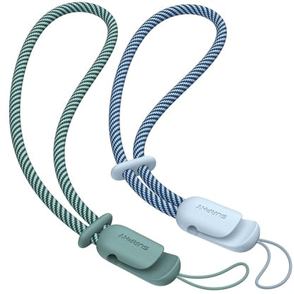 SURPHY 2 Pack Phone Lanyard, Phone Wrist Strap for Case, Camera Wrist Strap - color: Cloud Blue & Green