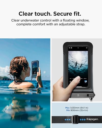 Spigen Aqua Shield Floating Waterproof Phone Pouch, Lanyard (2 Pack) | Outdoor Usage, For all iPhone Series, Pixel Series, Galaxy S/Z Fold Ultra/Z Fold/Flip Series Universal Compatibility - Black - color: Black