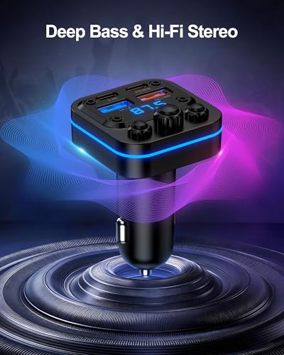 Bluetooth Fm Transmitter for Car, Fast Charging, Blue Tooth 5.4 Car Charger - color: Car Charger Transmitter