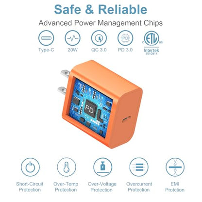 10FT iPhone 17 16 15 Charger Fast Charging USB C Charger Block - color: Orange, size: 10FT