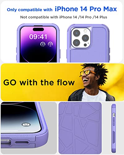 AICase iPhone 14 Pro Max (6.7") Heavy Duty 3-Layer Military Grade Protection, Shockproof/Dropproof/Dustproof, Rugged Pocket-Friendly Cover - color: Purple