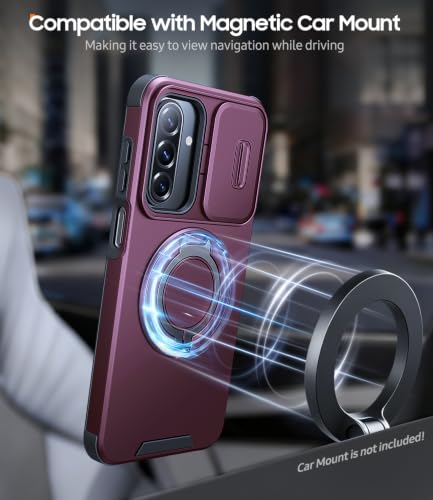 JAME for Samsung Galaxy A17/A16 5G Phone Case with Stand Slide Camera Cover - color: Dark Cherry, size: Galaxy A16/A17