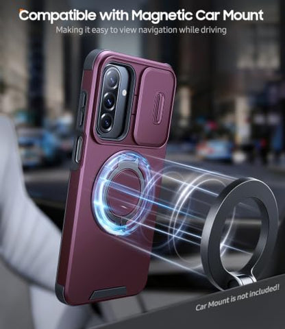 JAME for Samsung Galaxy A17/A16 5G Phone Case with Stand Slide Camera Cover - color: Dark Cherry, size: Galaxy A16/A17