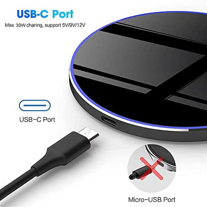 Wireless Charger 30W，Wireless Charger Pad Fast Wireless Charging Compatible with Galaxy S24/S23/S22/S21/S20/S10, Fast Charger Compatible with iPhone 16/15/14/13/12/11 Series