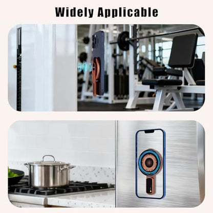 3-in-1 Magnetic Phone Grip Stand with 360° Roration Angle Adjustment, Silicone Finger Ring & Fidget Toy Design, Gym Dual-Sided Magnetic Phone Kickstand for All Phones - color: Grey
