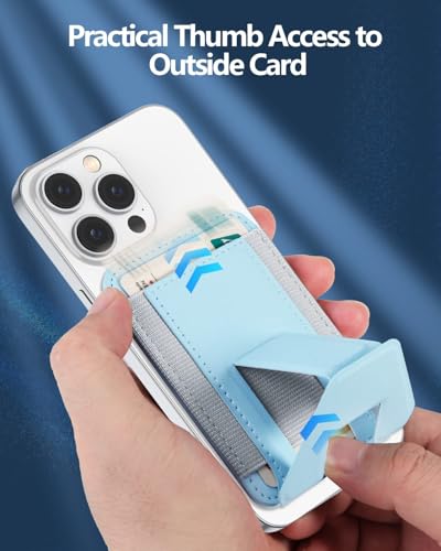 Miroddi for Magsafe Wallet Stand, Magnetic Phone Wallet for iPhone 16/15/14/13/12 Series, Leather Magnetic Cards Holder, Fits 5 Cards, RFID Blocking, Slim, Blue - color: Blue-1