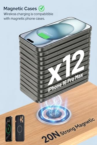 Recessed Magnetic Wireless Charger 15W, Hidden Desk Mount for iPhone 18-12