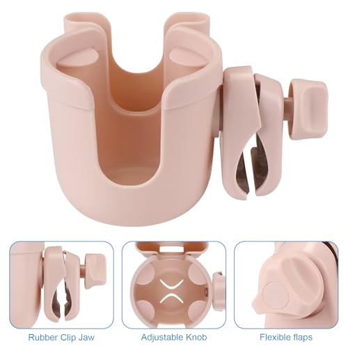 Accmor Stroller Cup Holder with Phone Holder, Bike Cup Holder, Universal Cup Holder for Uppababy Nuna Strollers, 2-in-1 Drinks Holder for Walker, Wheelchair, Scooter - color: All Crystal Pink