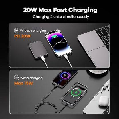 Magnetic Portable Charger – Industry-First Titanium Power Bank, 10,000mAh Ultra-Slim 0.5-Inch Design, 20W Fast Charging Battery Pack for iPhone 17/16/15/14/13/12/Air Series - color: Gray