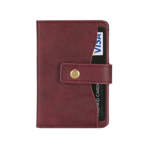 Ultra-Thin Magnetic Wallet and Card Holder (burgundy) | Compatible with All Magnetic Protective Case,Premium PU leather, stand function, 6 card slots; Fits iPhone17/16/15/14series - color: burgundy