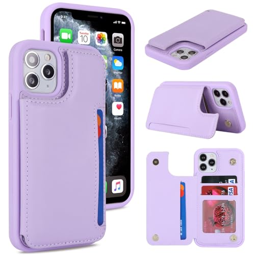 iCoverCase Compatible with iPhone 11 Pro Phone Case with Card Holder, Wallet Case for Women Men RFID Blocking PU Leather Protective Case 5.8 Inch (Light Purple) - color: Light Purple