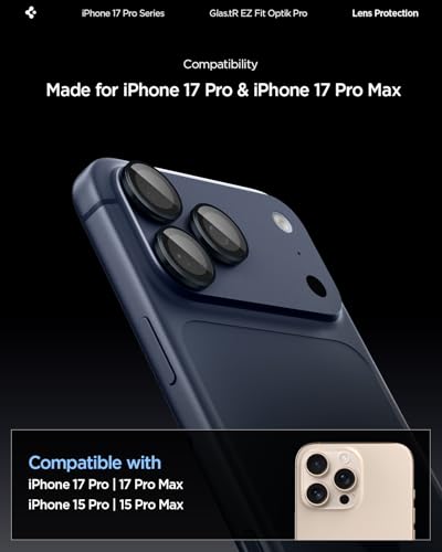 Spigen Camera Lens Protector for iPhone 17 Pro Max / 17 Pro - Blue Titanium - color: Deep Blue