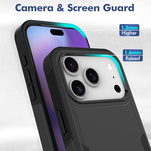 Heavy‑Duty Rugged Anti‑Drop Shockproof Protective Phone Case for iPhone 17 Pro, Durable Protective Shell, Black - color: Black, size: iPhone 17 Pro
