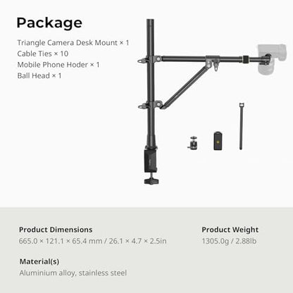SMALLRIG Triangle Camera Desk Mount, Overhead Desk Clamp Phone Mount - style: Clamp 4304