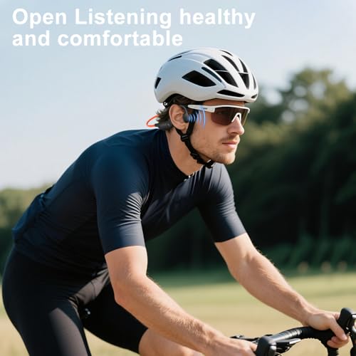 Bone Conduction Headphones, Open Ear Bluetooth 5.4 Headset with Mic - color: Orange