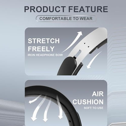 Hi-Fi Stereo Wireless Headphone Active Noise Cancellation Bluetooth 5.3 Headset with Detachable Microphone Ultra Comfortable and Full Ear Coverage Lightweight Foldable Earphone - color: Black