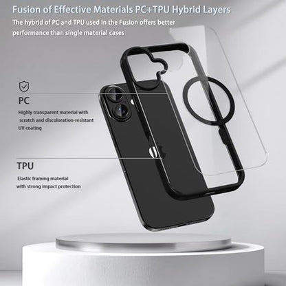 Classic Hybrid Magnetic iPhone 17 Case Phone Case Cover, Screen Protectors X1, Compatible with Magsafe, Anti Yellowing,Slim,Shockproof, Protective (Black Magsafe, iPhone 17) - color: Black (Magsafe), size: iPhone 17