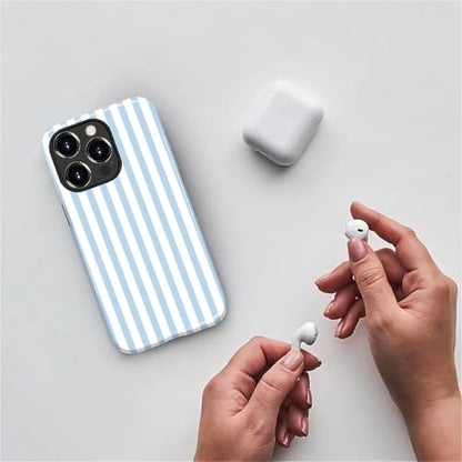 Compatible with iPhone 12 Pro Max Case,Glossy 2-in-1 Sleek All-Inclusive Dual-Layer Material Soft TPU + PC Back for Blue Stripes Geometric Pastel Summer Beach - color: Blue Stripes Geometric Pastel Summer Beach-Glossy, size: iPhone 12 Pro Max