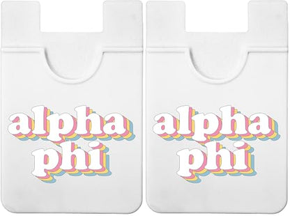 Sorority Shop Alpha Phi Koala Pouch - Retro Design Card Holder for Phone Case- Phone Wallet Stick On - Ultra-Thin and Lightweight Phone Case Wallet - Holds Cards and Cash (Pack of 2) - size: 2.25"W x 3.25"L (Pack of 2)