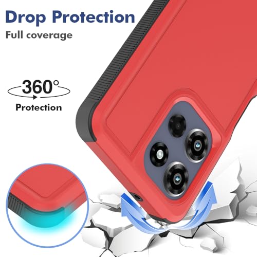 for Motorola Moto G Power 2026 / Moto G Power 2025 Case: Dual Layer Protective Heavy Duty Cell Phone Cover Shockproof Rugged with HD Screen Protector Military Protection Bumper Tough, Red - color: Red (PC) + Black (TPU)
