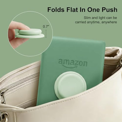 MOROCK Grip for Kindle with Kickstand and Magnetic Stand, Soft Silicone Magnetic Finger Grip for Kindle, iPhone and Smartphone, Cute Magnetic eReaders Holder, Matcha Green - color: Matcha Green
