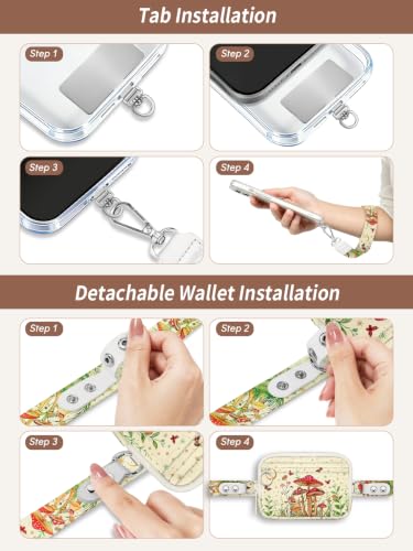 Clip and Go Strap for Phone with Wallet Crossbody Lanyard Mushroom - color: Mushroom